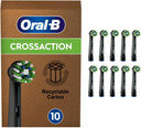 Oral-B Cross Action Electric Toothbrush Head with CleanMaximiser Technology, Angled Bristles for Deeper Plaque Removal, Pack of 10 Toothbrush Heads, Suitable for Mailbox, Black