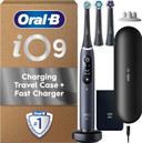 Oral B Electric Toothbrushes For Adults, Oral-B iO9, Gifts For Women / Men, App Connected Handle, 3 Toothbrush Heads, Charging Travel Case & Toothbrush Head Holder, 7 Modes, 2 Pin UK Plug, Black