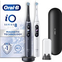 Oral-B iO8 2x Electric Toothbrushes For Adults, Gifts For Women / Men, App Connected Handles, 2 Toothbrush Heads & Travel Toothbrush Set, 6 Modes, 2 Pin UK Plug, Black & White, Oral B IO Toothbrush