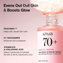ANUA Peach 70 Niacinamide Serum, Lightweight Hydration for Dry Skin, Vitamin B12, Hyaluronic Acid, Glass Skin, Dewy Finish, Natural Pink Color, Korean Skin Care, 30ml/1.01 fl.oz