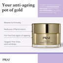 PRAI 24k Gold Caviar Wrinkle Repair Creme 50ml - Intensive Real 24K Gold - Advanced Anti-Ageing Anti-Wrinkle Skincare - Hydrates, Firms, Brightens Skin - With Hyaluronic Acid, Peptides & Sunflower Oil