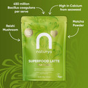 Naturya Energizing Matcha Superfood Latte Blend 250g - Creamy Vegan & Gluten-Free Matcha Green Tea with Coconut Milk, Reishi Mushroom, Live Bio Cultures & Seaweed (250g)