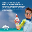 Get More Vits - Kids Multi Vits Raspberry & Blueberry Still Flavoured Spring Water (330ml x12), Natural , Sugar-Free, Low-Calorie, Stronger Immune System, Healthy Bones, Teeth & Muscles, Vegetarian