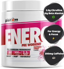 Per4m Energy Pre Workout with Amino Acids | Caffeine, Tyrosine, Citrulline & Theobromine | Endurance, Focus & Sustained Power | 60 Servings (390g, Raspberry Cherry)