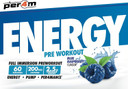 Per4m Energy Pre Workout with Amino Acids | Caffeine, Tyrosine, Citrulline & Theobromine | Endurance, Focus & Sustained Power | 60 Servings (390g, Blue Raspberry)