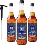 Tate & Lyle Caramel Coffee Syrup 750ml Fairtrade (3 Bottles, With Pump)