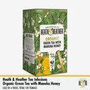 Heath & Heather Organic Green Tea with Manuka Honey Teabags | Individually Wrapped Herbal Tea Infusions | 6 Packs of 20, Total 120 Tea Bags