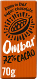Vegan Chocolate Bar - Ombar 72% Dark Chocolate - Organic Fair Trade Chocolate - Dairy and Gluten Free - Raw Cacao - 70g - Single Bar (Pack of 2)