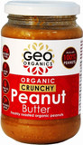Geo Organics Crunchy Peanut Butter 350g Jar (3pk) -Made with 100% Organic Roasted Peanuts -Natural, No Palm Oil, No Added Sugar, No Salt, Hi-Oleic Peanuts, High Protein, Gluten Free, Vegan, Dairy Free