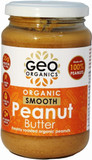 Geo Organics Smooth Peanut Butter 350g Jar (6pk) -Made with 100% Organic Roasted Peanuts -Natural, No Palm Oil, No Added Sugar, No Salt, Hi-Oleic Peanuts, High Protein, Gluten Free, Vegan, Dairy Free