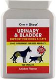 One Step: Urinary & Bladder Supplement for Dogs & Cats, 120 Tablets, Supports A Healthy Urinary Tract, Chicken Flavoured