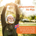 Healthspan Fast Release Glucosamine 70 Plus | 120 Capsules | with Vitamin C & Vitamin D3 | Easy to Digest | Calcium | Ginger | Vegetarian