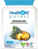 Health4All Bromelain 2500GDU/g, 60 Capsules High Strength 1200gdu per Capsule, Pure Bromelain Supplement, Proteolytic Digestive Enzyme from Pineapple Extract (not Tablets) | Made in UK