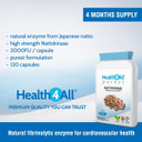 Health4All Nattokinase 2000FU per Capsule, 120 Capsules 4 Month Supply, Purest Vegan Protein Enzyme from Japanese Natto, High Strength Cardiovascular Health Support Nattokinase Supplement | Made in UK