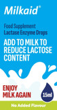 Milkaid Lactase Enzyme Drops 15ml  Lactose Intolerance Relief  Reduces Milk Lactose  Unflavoured