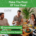 CURA NUTRITION CURAZYME Ultra (90 Capsules) Advanced Digestive Enzymes Supplement for Gut Health, Gold Digest Formula for Bloating, Heartburn, Digestion Relief, Ax-Max500 Digestion Accelerator, Vegan