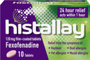 Histallay Hayfever & Allergy Relief Tablets, 10 Tablets, 120mg Fexofenadine, Antihistamine 24hr Relief, Acts Within 1hr, Relieves Hayfever, Pet, Dust and Mould Allergies Histallay Hayfever & Allergy Relief Tablets, 10 Tablets, 120mg Fexofenadine, Antihistamine 24hr Relief, Acts Within 1hr, Relieves Hayfever, Pet, Dust and Mould Allergies