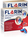 Flarin Joint and Muscular Pain Relief, 200 mg Soft Capsules, Muscle, Rheumatic, Joint and Back Pain Relief, Lipid Ibuprofen, Unique Lipid Formulation, Painkillers, 16 Soft Capsules