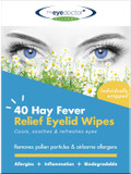 The Eye Doctor Hay Fever Relief Eyelid Wipes - 40x Single Use Eye Wipes for Allergy & Hayfever - Inflammation, Watery Itchy Eyes, Headaches & Migraines - Cooling Soothing Relief