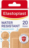 Elastoplast Water Resistant Plastic Plasters (20 Pieces), Dirt and Water-Resistant, Waterproof, Ideal for First Aid, Strong Adhesion with Non-Stick Wound Pad, Breathable Material, Tan