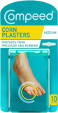Compeed Corn Medium Size Plasters, 10 Hydrocolloid Plasters, Foot Care, Fast Natural Corn Removal, Dimensions: 1.7 cm x 6.0 cm (Pack of 2)
