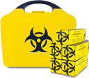 Reliance Medical - Biohazard Body Fluid Clean-Up Kit For The Treatment of Infectious Micro-Organisms - 5 Single Application Packs- Black/Yellow Wall Mountable Box Reliance Medical - Biohazard Body Fluid Clean-Up Kit For The Treatment of Infectious Micro-Organisms - 5 Single Application Packs- Black/Yellow Wall Mountable Box