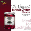 Ved Gourmet Original Maraschino Cherries - Italian Cherry for Old-Fashioned Cocktails - Vegan Cocktail, Bourbon Cherries in Natural Syrup for Cocktail Garnish - 620gJar