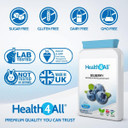 Health4All Bilberry Extract 8,000mg per Capsule, 120 Capsules 4 Months Supply, Pure High Strength Bilberry Eye Supplement, Antioxidant for Eye Health with Anthocyanidins, Easy to Swallow | Made in UK