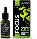 Vitality CBD Active Focus Drops with Ginkgo Biloba, Vitamin A, Guarana, 1000mg of CBD, 30ml, Lime Flavour, NO THC