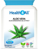 Health4All Aloe Vera Gel Extract 6000mg 90 Capsules, Digestive Health Detox Supplement, Support for Leaky Gut, Acid-Alkaline and pH Balance, Pure Vegan Cleanse Capsules (not Tablets) | Made in UK