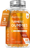 Turmeric Gummies with Black Pepper & Ginger 2100mg - 90 Natural Lemon Flavour Vegan Turmeric Gummies (3 Months Supply) High Strength Alternative to Turmeric & Black Pepper Capsules for Adults