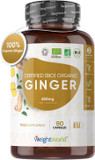 Organic Ginger Supplement - High Strength 1300mg - Soil Association Certified - 2 Ginger Root Capsules Per Serving - Vegan Joint & Digestion Supplement