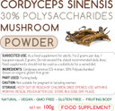Cordyceps sinensis Mushroom Extract 100g Powder  30% Polysaccharides (100g Powder Pouch)