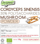Organic Cordyceps Sinensis Mushroom Extract - 100g Powder - EU Grown - 30% Polysaccharides - Dual Extracted - Zero Additives (100g Powder Pouch)