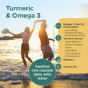 Healthspan Turmeric & Omega 3 | 60 Capsules | Added Vitamin C & Vitamin D3 | Heart, Joint & Bone Health | Sustainably Sourced