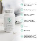 Panax (Korean) Ginseng 3500mg 20% Ginsenosides | 4 Month Supply - 120 High Strength Capsules with No Bulking Agents | for Improved Memory, Athletic Endurance, Stress Reduction | Love Life Supplements