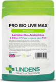 Lindens - Pro Bio Live Max 6 Billion CFU Capsules - 100 Pack - UK Made - Contributes to a Healthy Gut and Supports Digestion - Probiotic Vegetarian Capsules - Letterbox Friendly, Vegan
