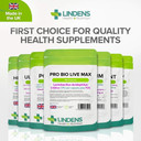 Lindens - Pro Bio Live Max 6 Billion CFU Capsules - 100 Pack - UK Made - Contributes to a Healthy Gut and Supports Digestion - Probiotic Vegetarian Capsules - Letterbox Friendly, Vegan