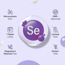 Selenium Supplements | 200mcg (40mg L-Selenomethionine) | 365 Selenium Tablets | 1 a Day | 8mm Tablet | Vegan & Non-GMO | Magnesium Stearate Free
