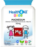 Health4All Kids Magnesium Chewable 90 Tablets for Anxiety, Sleep, Ticks. Vegan Magnesium Citrate Sleep Aid for Kids. Tasty Orange Chewable Tablets (not Gummies) for Children Supplement