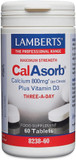 Lamberts Calasorb Calcium 800mg with Vitamin D3, Highly Absorbable Citrate Form, 60 Tablets