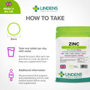 Lindens Zinc Citrate 50mg Tablets - 1000 Pack - High Strength 150% Nrv Dose Contributing Towards Normal Skin, Hair, Nails, Bones, Vision, Immune System and Fertility