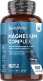 Magnesium Glycinate 4-in-1 Complex | 180 Capsules | 400mg Elemental Magnesium Per Serving | 3 Months Supply | with Citrate, Bisglycinate, Taurate & Malate | Vegan & Non-GMO | Made in Britain