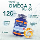 Zipvit Omega 3 Fish Oil 2000mg per Serving Including EPA 660mg DHA 440mg, 120 Softgel Capsules in Pouch, 2 Months Supply, High Strength, Supports Heart and Brain Function