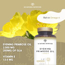 Evening Primrose Oil 2000 mg per dose, GLA Omega 6 200mg + Vitamin E. 200 High Strength Softgels, Easy Swallow, Cold Pressed. Menopause, Skin and Nails Care. Made in EU. N2 Natural Nutrition