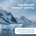 Healthspan High Strength Omega 3 1,000mg (240 Capsules) | Supports Brain, Eye & Heart Health | 120mg DHA & 170mg EPA Per Capsule | Highly Purified to Remove Toxins | Sustainably Sourced Fish Oil