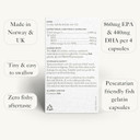 Bare Biology Super Strength Pure Omega 3 Fish Oil Capsules 1,460mg - Life & Soul Mini Omega 3 Capsules (1 Month Supply - 120 Capsules) EPA 860mg DHA 440mg. Supports Heart, Brain Function & Eye Health