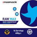 Maximuscle Raw Max | Whey Protein Powder | Protein Shake with Whey Concentrate | Low Fat, Low Sugar, Gluten-Free | Vanilla, 480g - 16 Servings