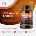 Newgate Labs Vitamin D3 3,000IU 90 High Strength Vegetarian Tablets - Nutritional Supplement - Fight Deficiency - Made in The UK - Halal - GMP Certified