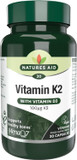 Natures Aid Vitamin K2 100mcg with Vitamin D3  High Strength MenaQ7 Formula  Supports Bone Strength, Calcium Absorption, Muscle Function  Vegan, Gluten Free, Non-GMO  30 Capsules